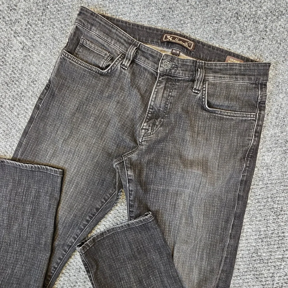 34 Heritage Courage Mens Jeans 34x30 Faded Black Mid-Rise Straight Leg Denim